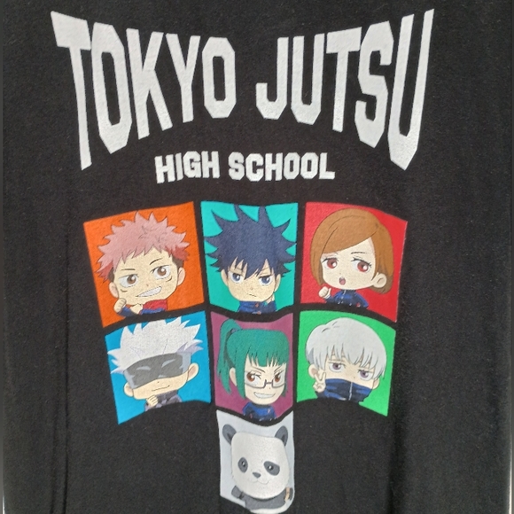 Jujutsu Kaisen New Adult T-Shirt - High School Chibi Style Symbols Back Size M - Picture 2 of 6